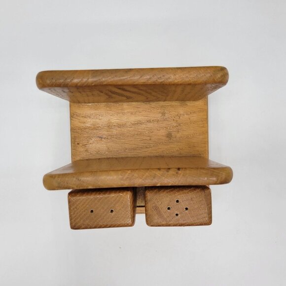 Vintage Kamenstein Wooden Salt & Pepper Shakers With Napkin Holder Thailand - Picture 10 of 12